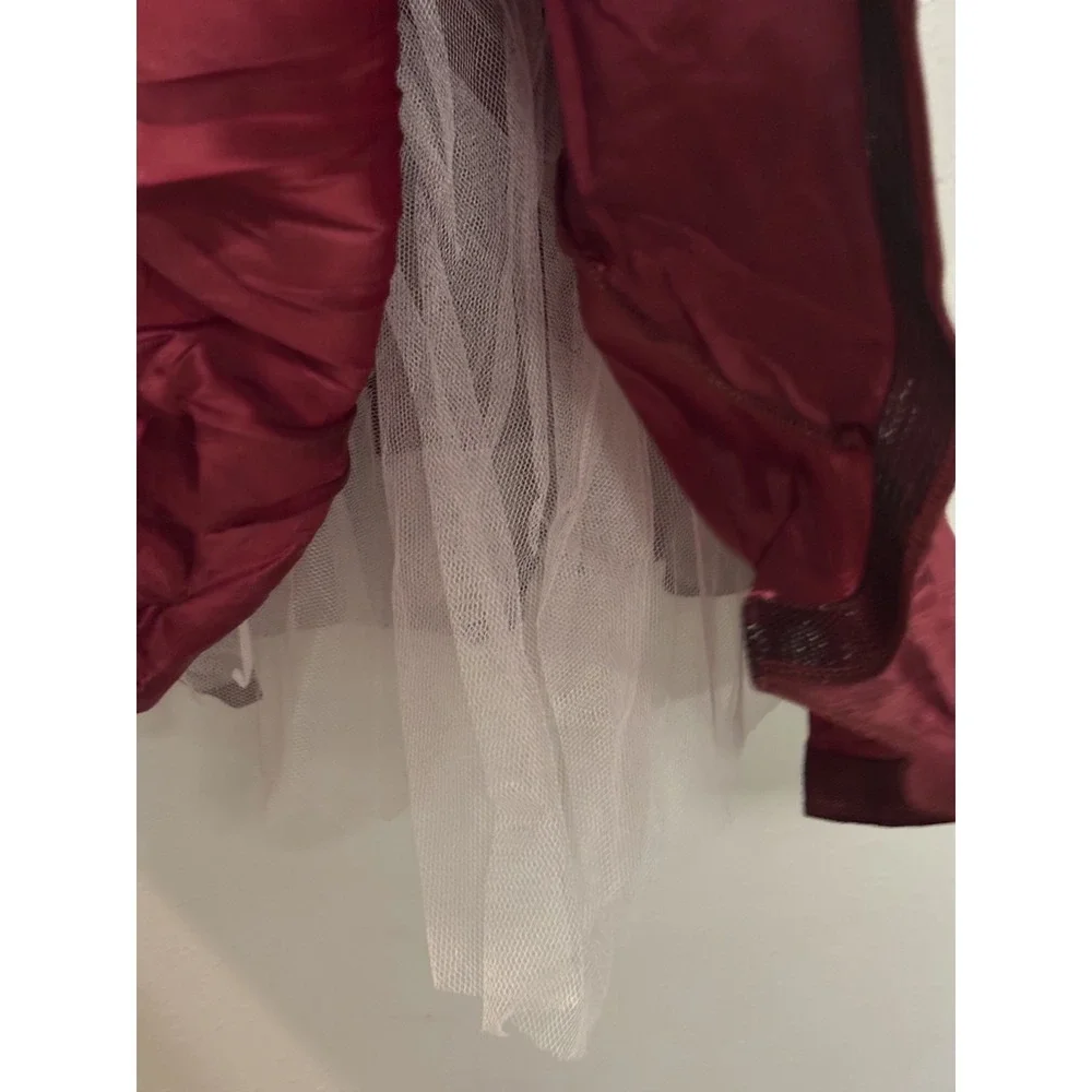 Weissman Dance Costume Dress Kids Large Burgundy Velvet Lace Trim Party Wear